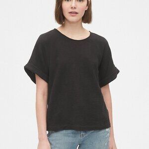 GAP True Black Gauzy Tee Short Sleeve Round Neck Size S